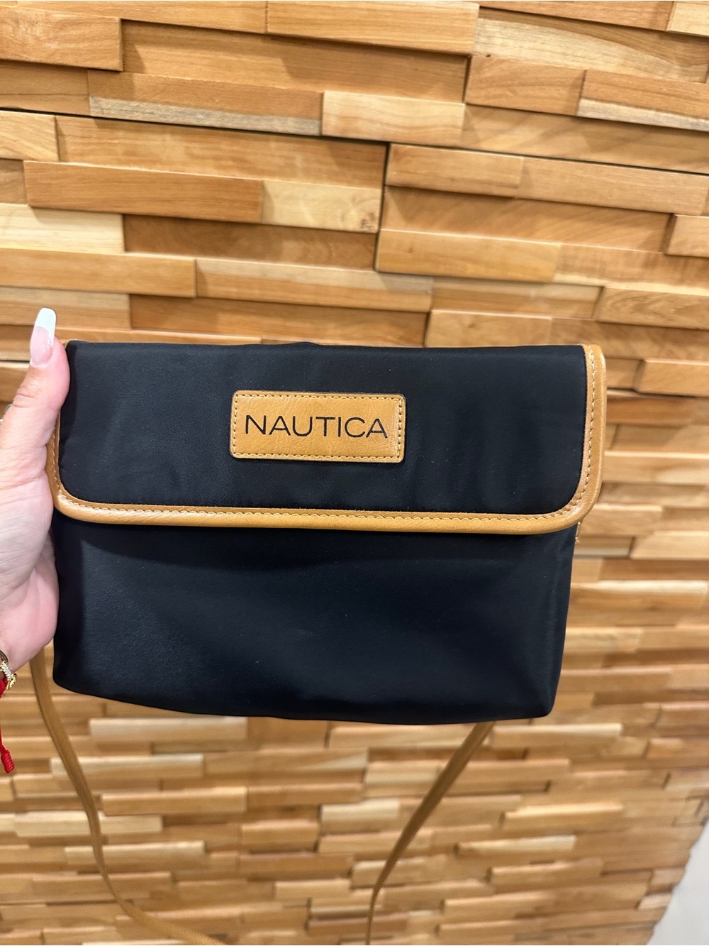 Nautica Black and Tan Trim Crossbody Bag